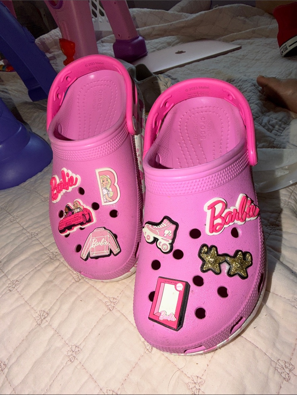 Barbie Bright Pink Kids Clog Sandals with Decorative Charms